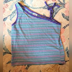 💥3/$24 Vintage Purple‎ Stripe Tank Top With Tie Shoulder